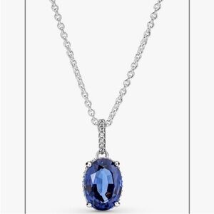 Blue Oval Pendant Necklace – Silver Tone | Elegant Minimalist Jewelry
